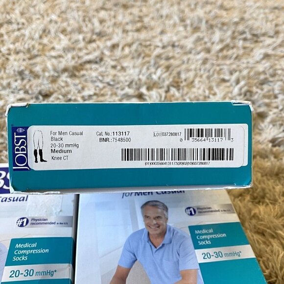 Lot Of 3 JOBST forMen Casual 20-30 mmHg Knee High Compression Socks Black Medium - Picture 3 of 6